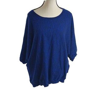 DKNY Womens Size 2XL Sweater Blue Oversized Slouchy 3/4 Sleeve Casual Tunic
